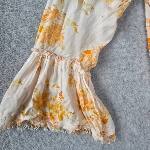 Free People Women Sz S Loretta Floral Ruffle Boho Cottagecore Tunic Top Festival - Picture 9 of 16